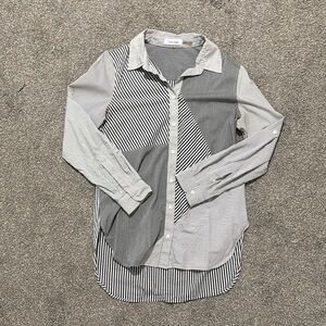 Calvin Klein Black and White Casual Button Down Shirt